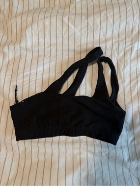 TNA Black Double-Strap Crop Bralette